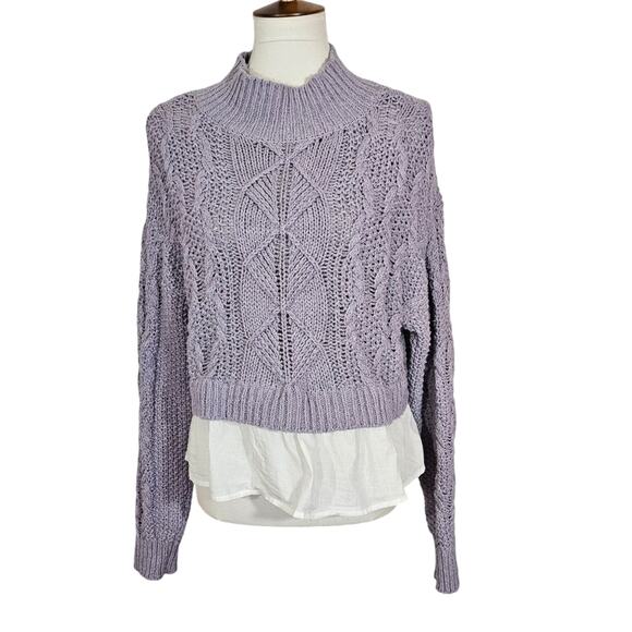Maeve Lavender Layered-Peplum Turtleneck Sweater - Picture 6 of 11